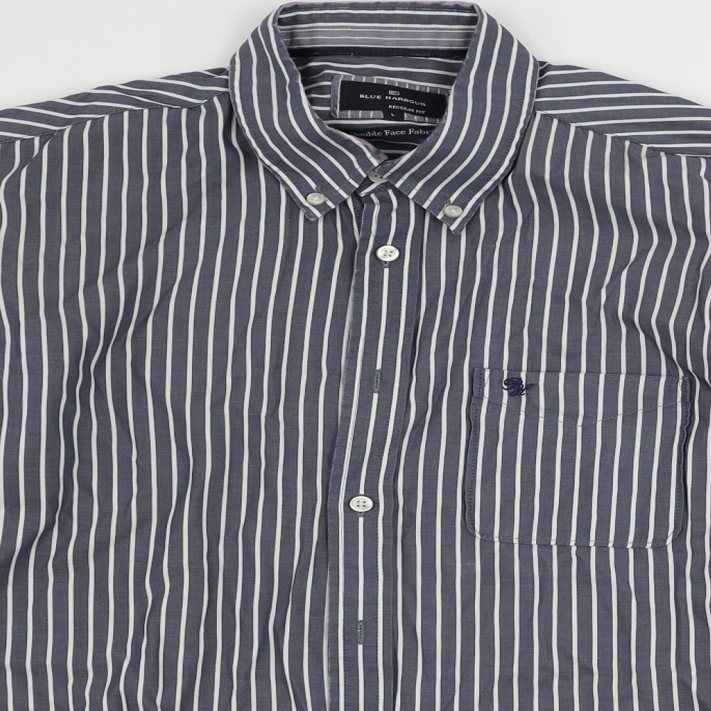 Marks and Spencer  Mens Grey Striped   Button-Up Size L