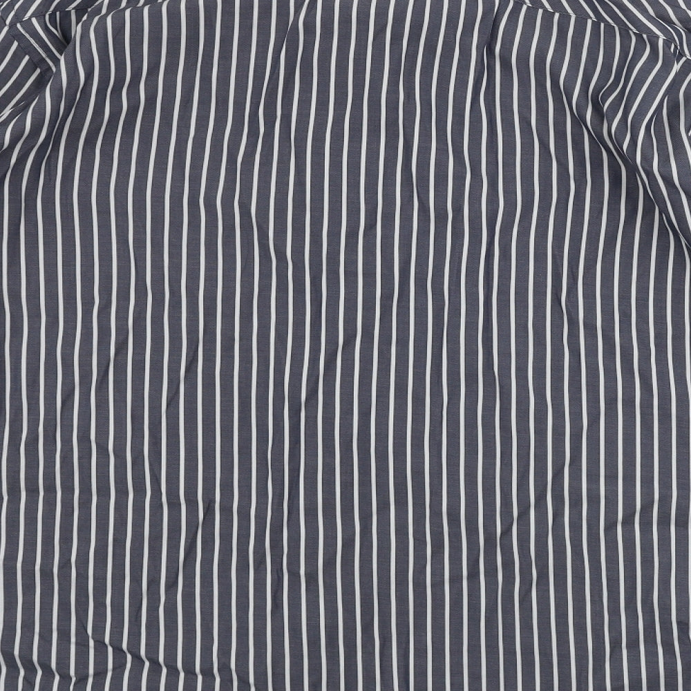 Marks and Spencer  Mens Grey Striped   Button-Up Size L