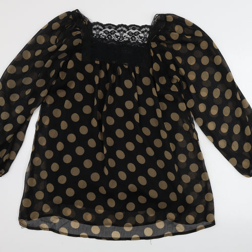 AX Womens Brown Polka Dot  Basic Blouse Size 8