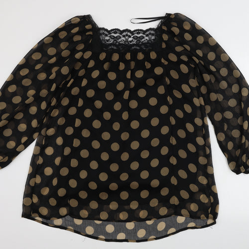 AX Womens Brown Polka Dot  Basic Blouse Size 8