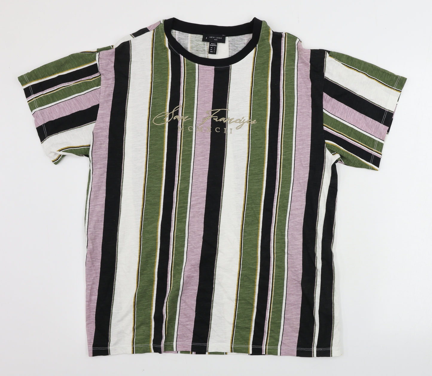 New Look  Mens Black Striped   T-Shirt Size S