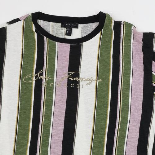 New Look  Mens Black Striped   T-Shirt Size S
