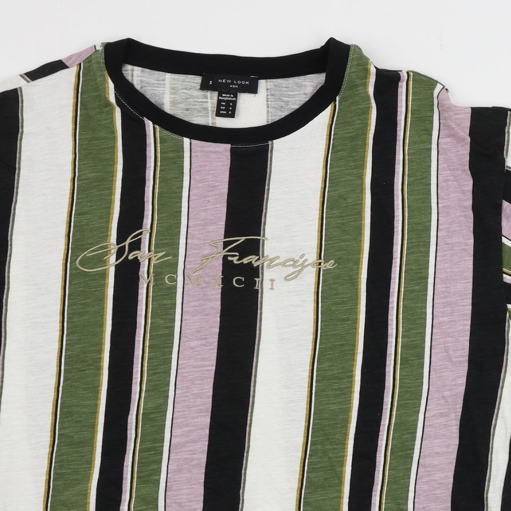 New Look  Mens Black Striped   T-Shirt Size S