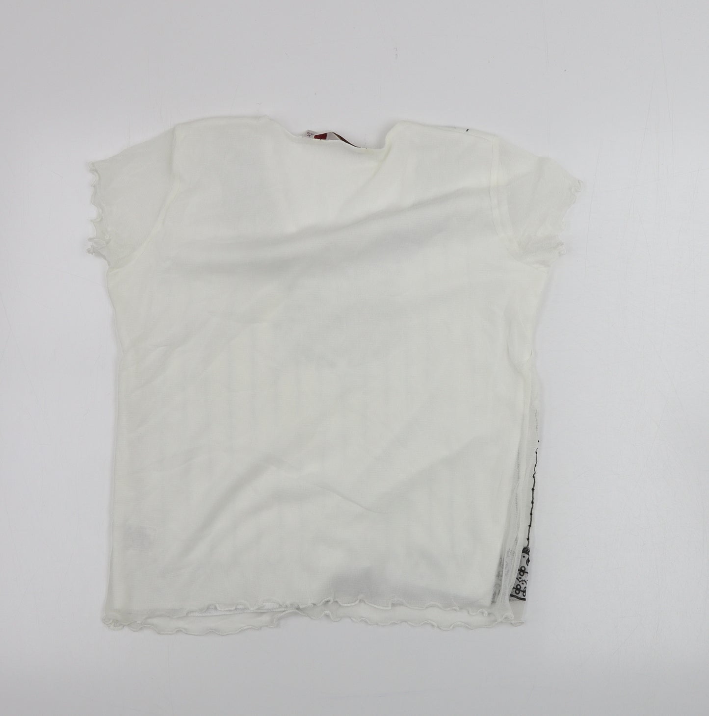EWM Womens White Striped  Basic T-Shirt Size M