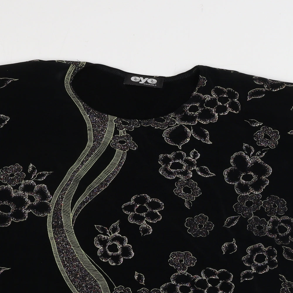 Eye Casuals  Womens Black Floral  Basic T-Shirt Size M