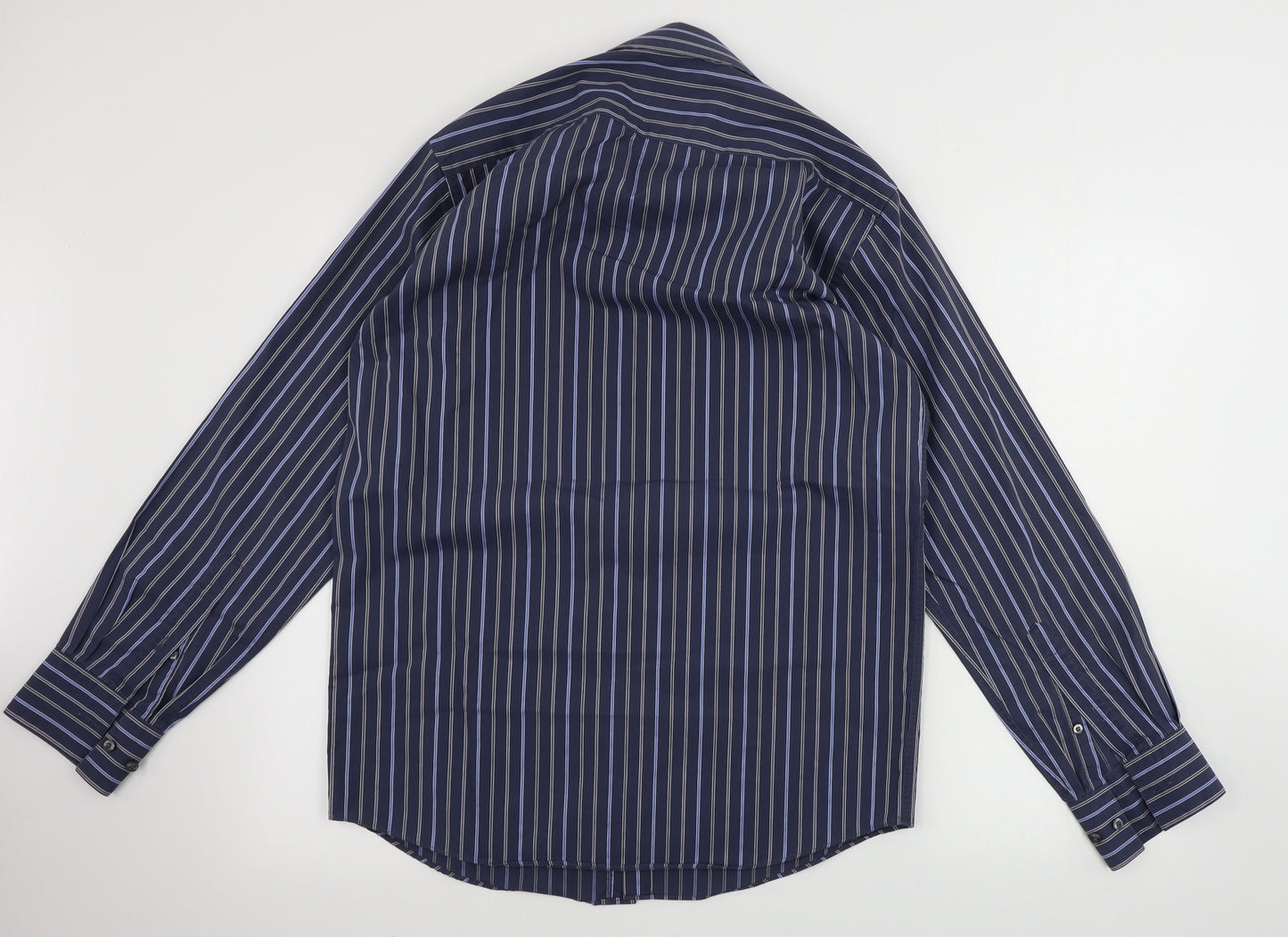 Marks and Spencer  Mens Blue Striped   Dress Shirt Size 14