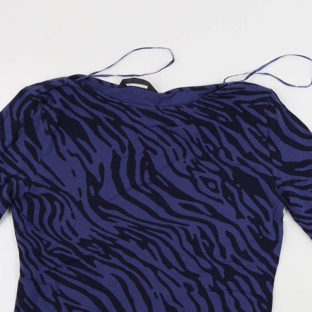 Marks and Spencer  Womens Blue Animal Print  Basic T-Shirt Size 8