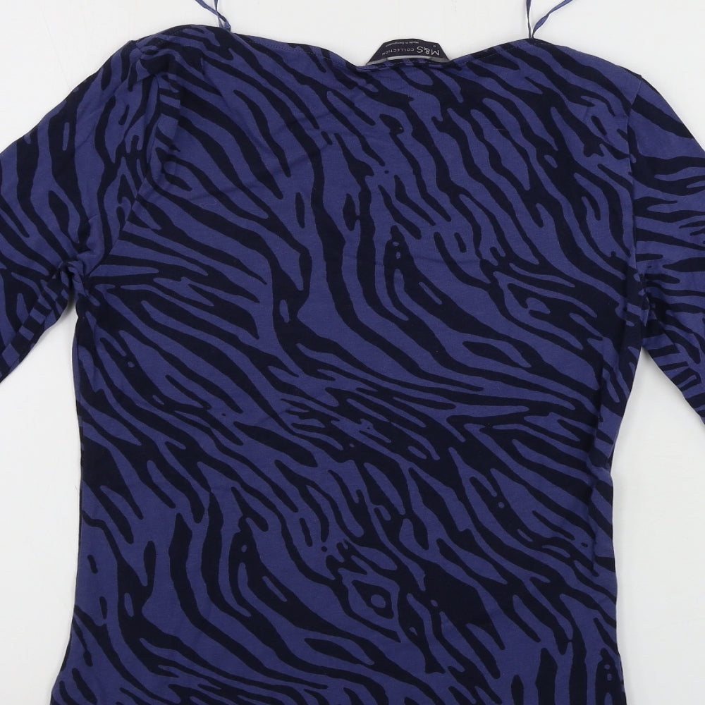 Marks and Spencer  Womens Blue Animal Print  Basic T-Shirt Size 8