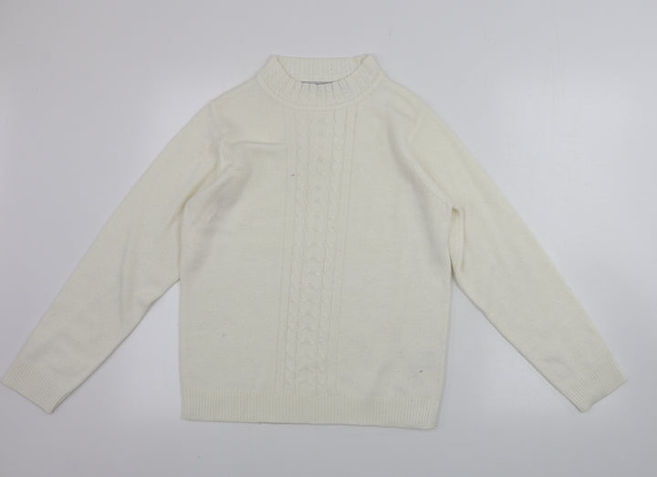 EWM Womens Beige Houndstooth  Pullover Jumper Size M