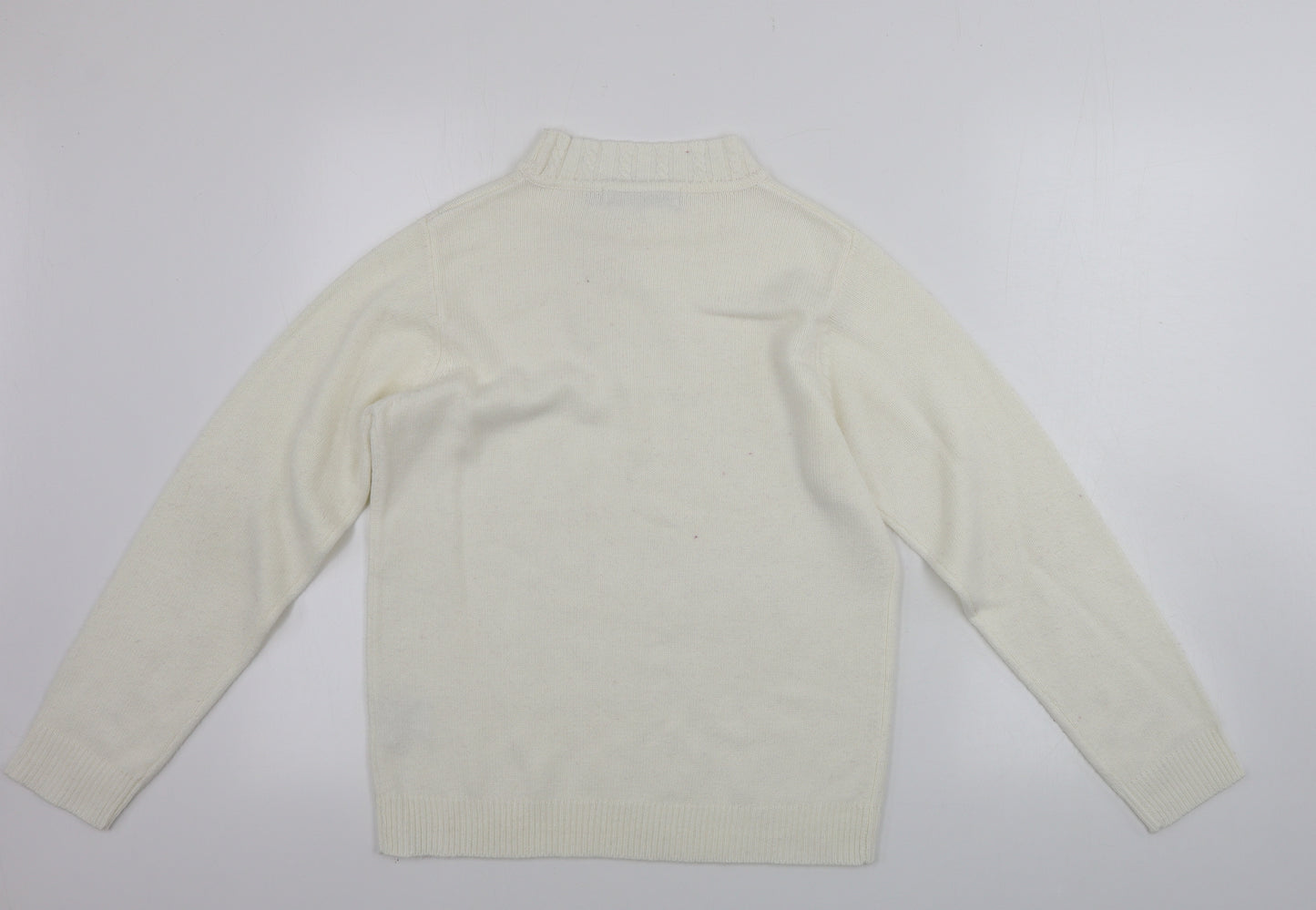 EWM Womens Beige Houndstooth  Pullover Jumper Size M