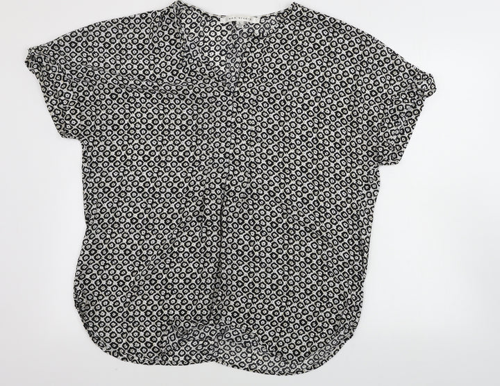 Max Studio Womens White Geometric Basic Blouse Size L
