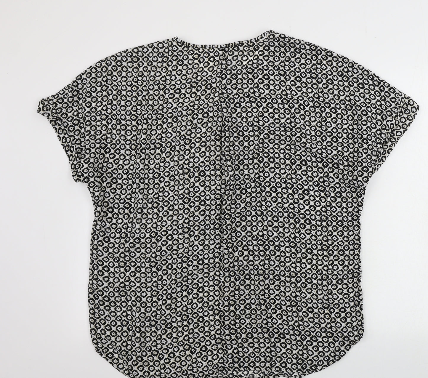 Max Studio Womens White Geometric  Basic Blouse Size L