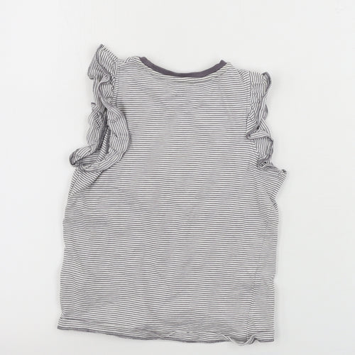 Marks and Spencer  Girls White Striped  Basic T-Shirt Size 6-7 Years