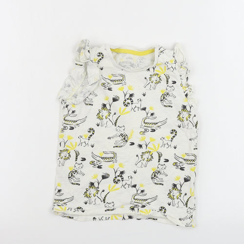 Marks and Spencer  Boys White Houndstooth  Basic T-Shirt Size 6-7 Years