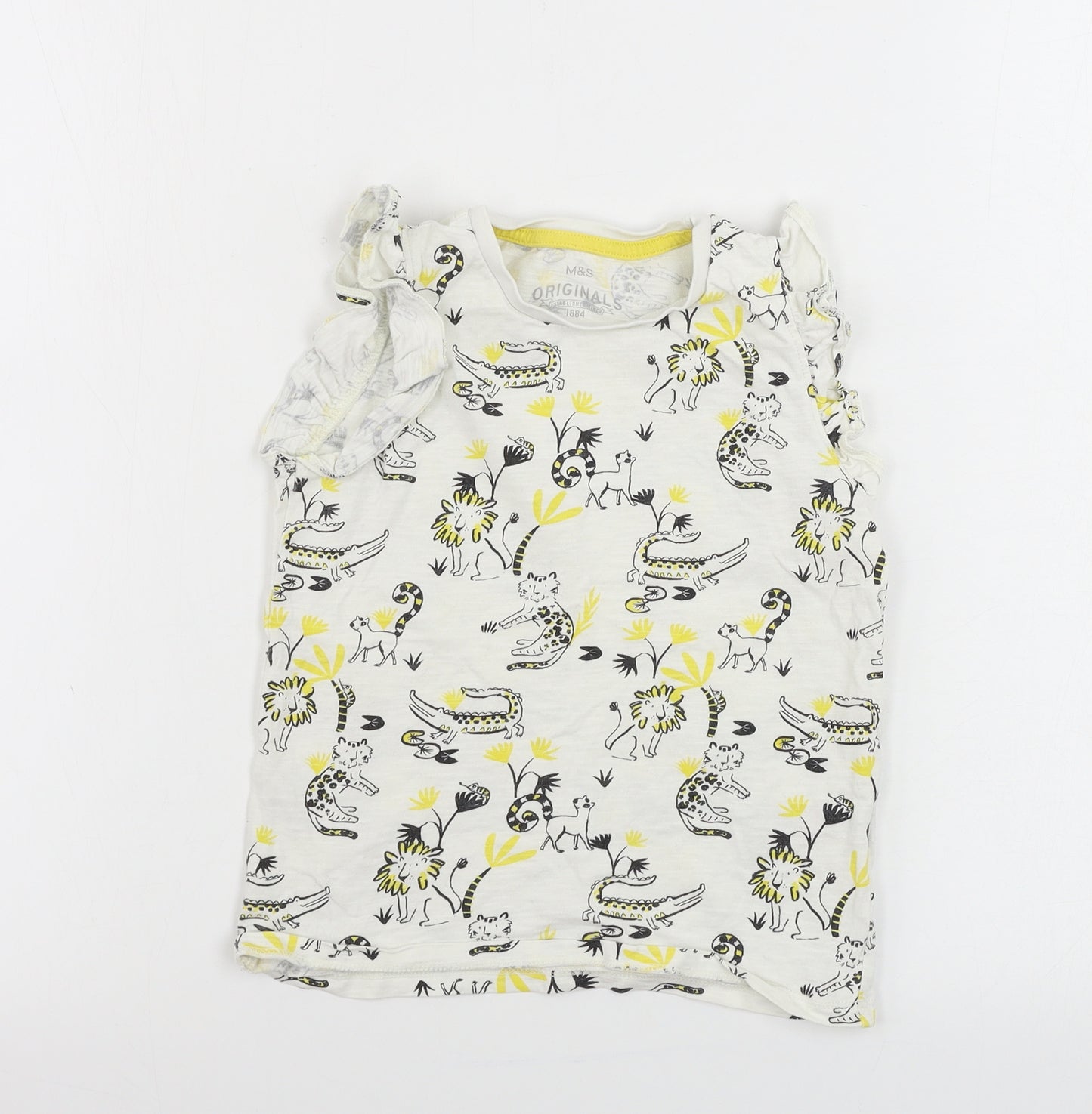Marks and Spencer  Boys White Houndstooth  Basic T-Shirt Size 6-7 Years