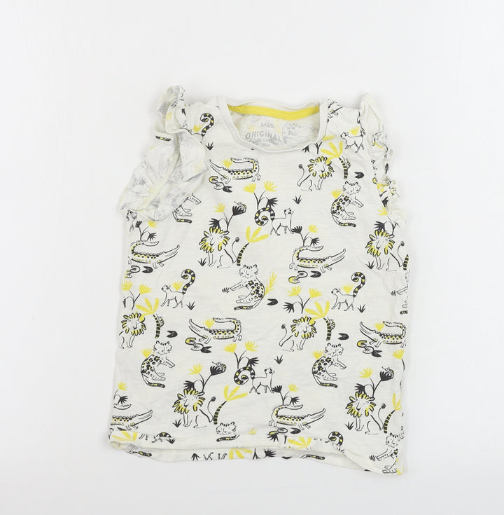 Marks and Spencer  Boys White Houndstooth  Basic T-Shirt Size 6-7 Years