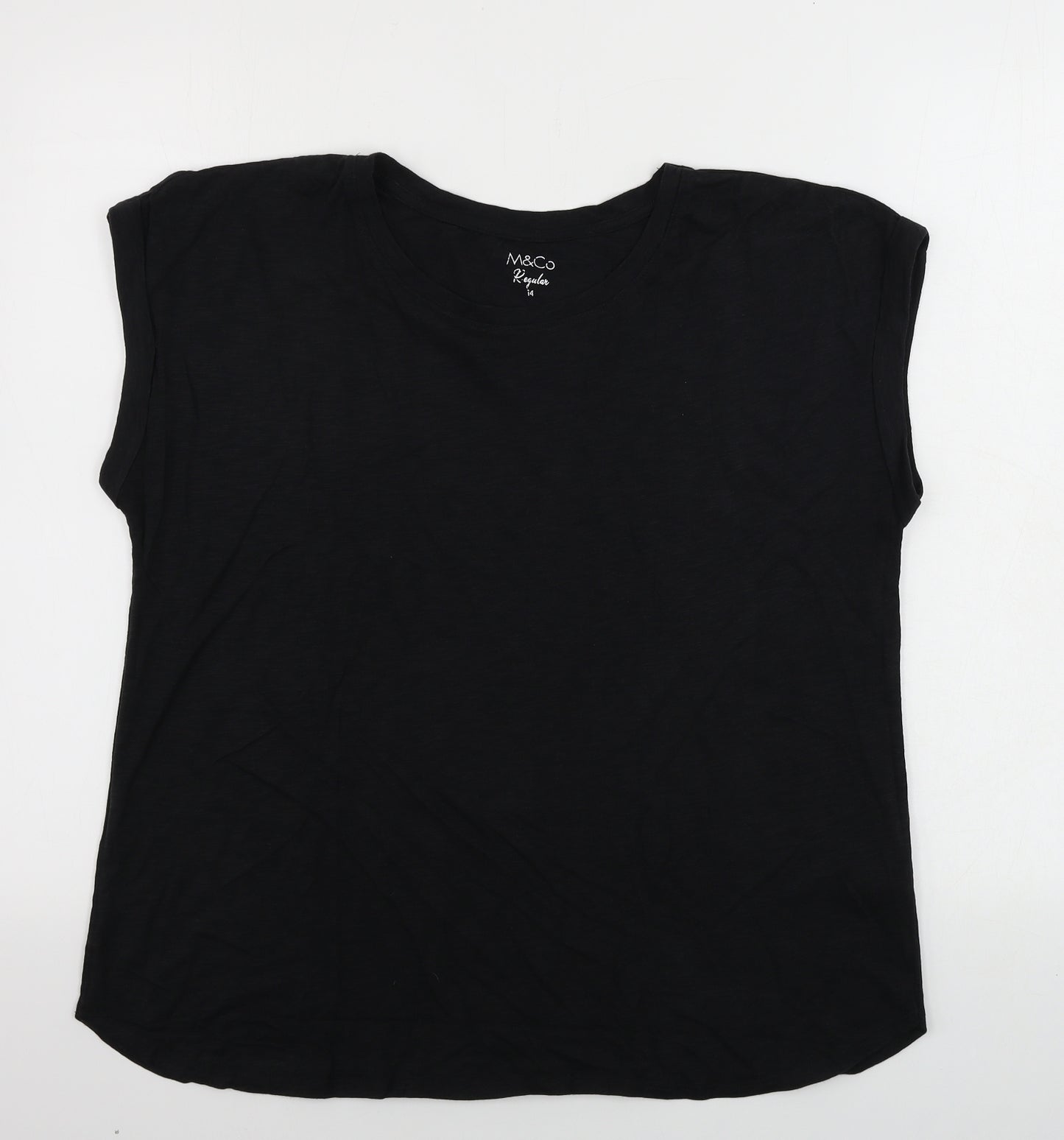 M&Co Womens Black   Basic T-Shirt Size 14