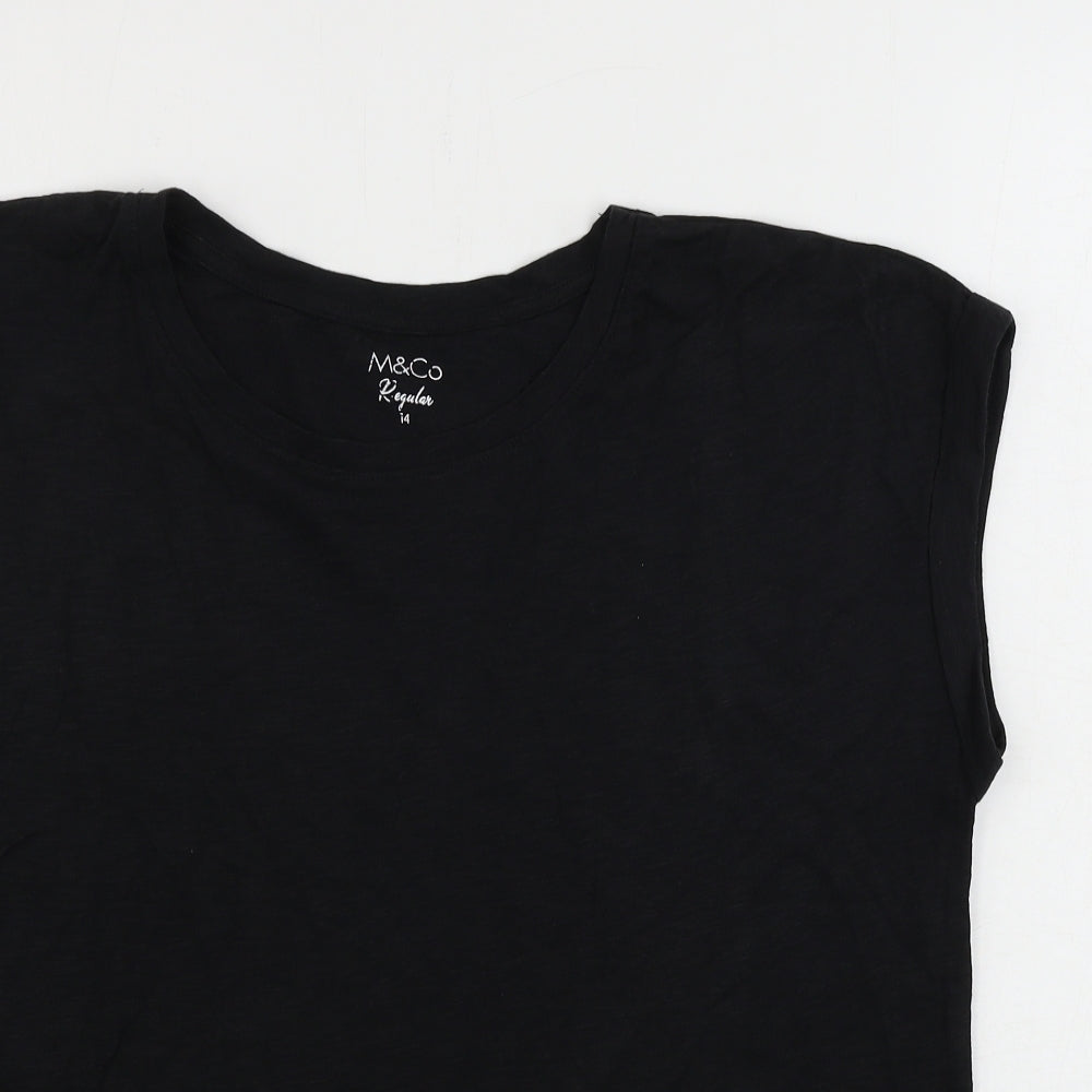 M&Co Womens Black   Basic T-Shirt Size 14