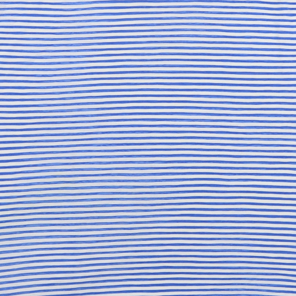 M&Co Womens White Striped  Basic T-Shirt Size 14