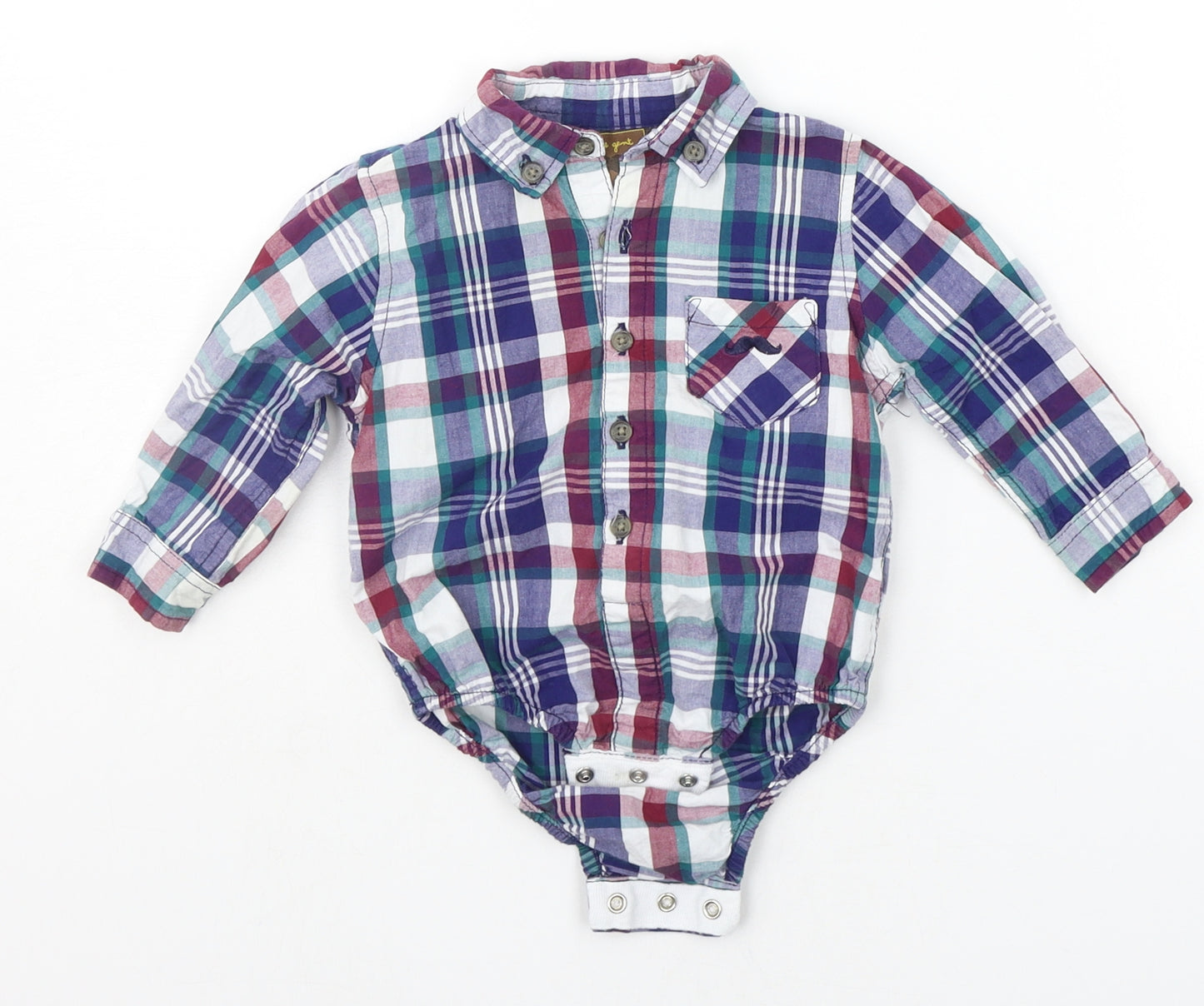 Little Gent Baby Blue Check  Babygrow One-Piece Size 6-9 Months