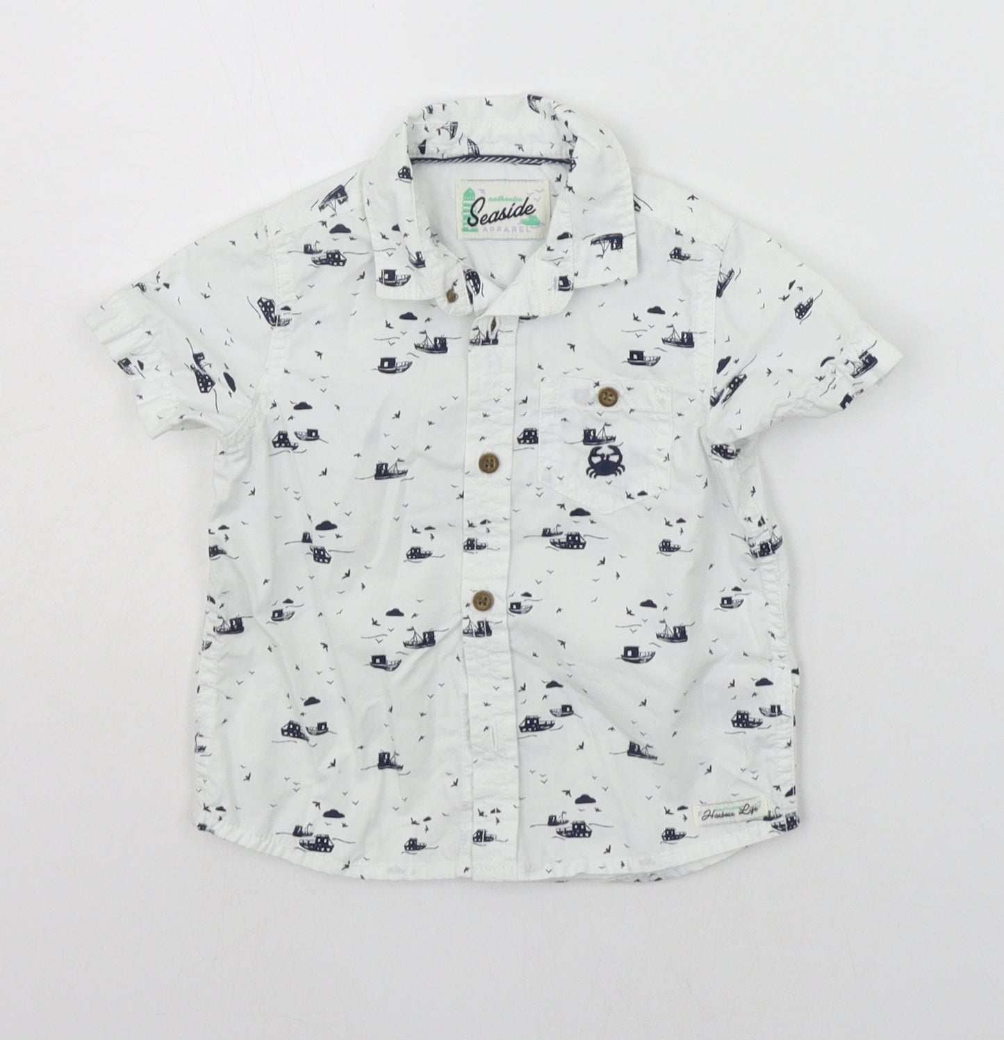 Mothercare Baby White Geometric  Basic Button-Up Size 9-12 Months