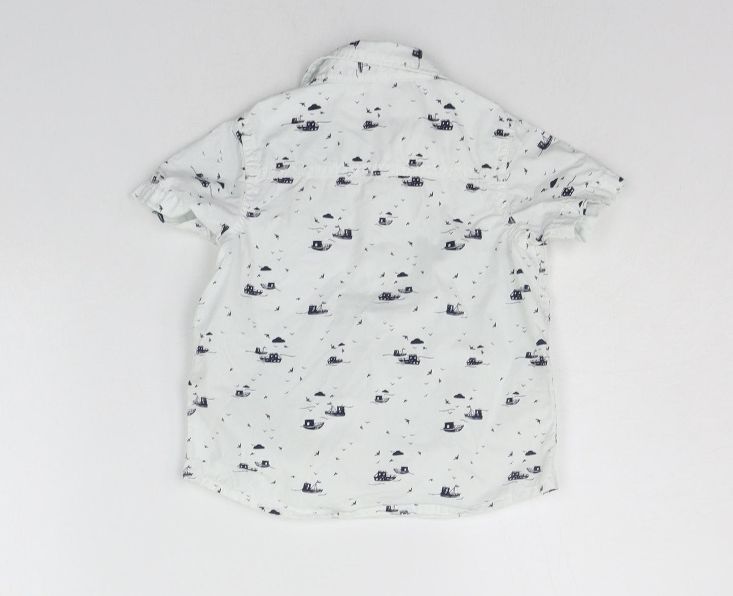 Mothercare Baby White Geometric  Basic Button-Up Size 9-12 Months