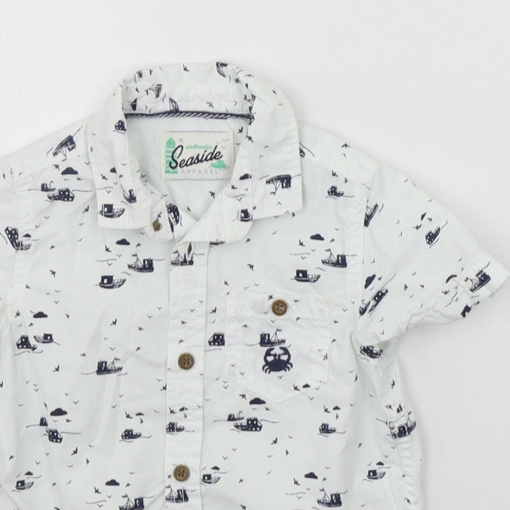 Mothercare Baby White Geometric  Basic Button-Up Size 9-12 Months