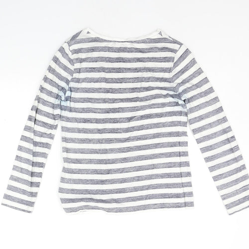 Marks and Spencer Womens White Striped  Basic T-Shirt Size 8