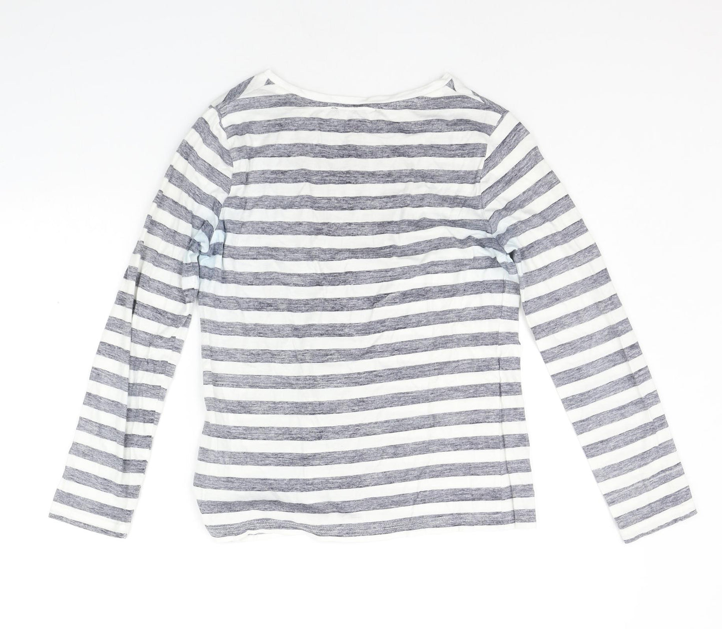 Marks and Spencer Womens White Striped  Basic T-Shirt Size 8