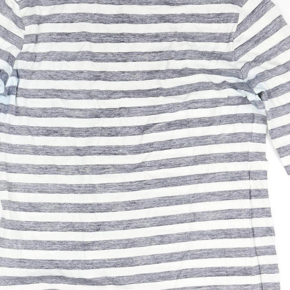 Marks and Spencer Womens White Striped  Basic T-Shirt Size 8