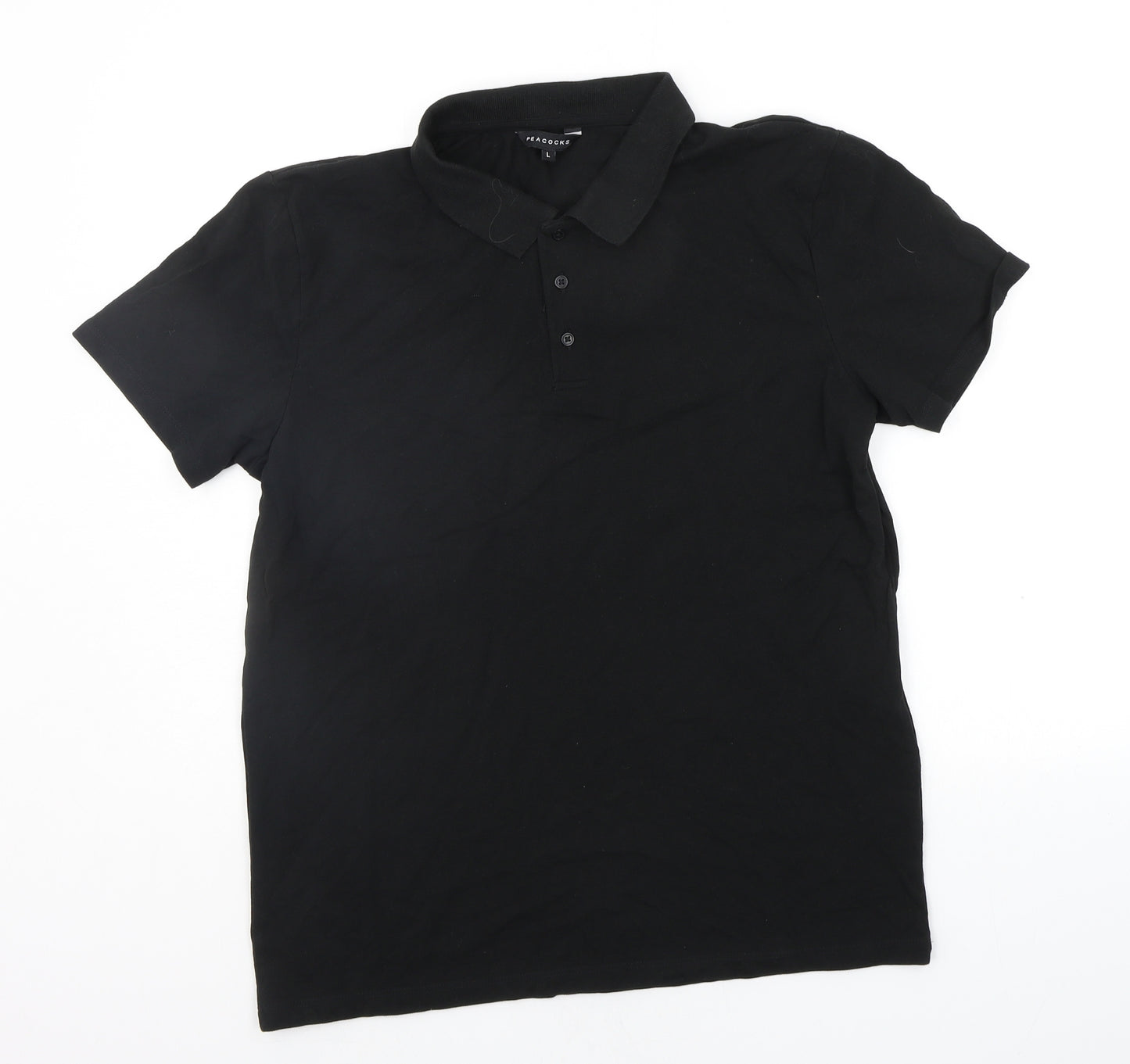 Peacocks Mens Black    Polo Size L