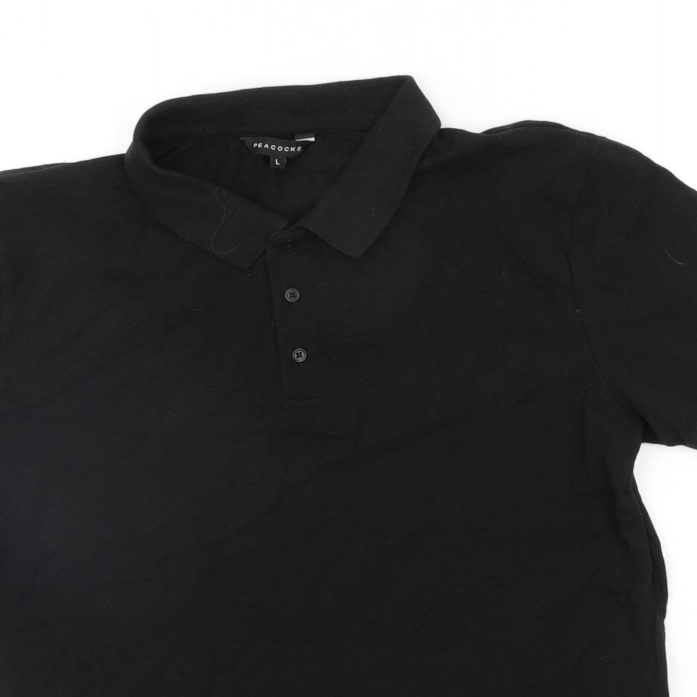 Peacocks Mens Black    Polo Size L