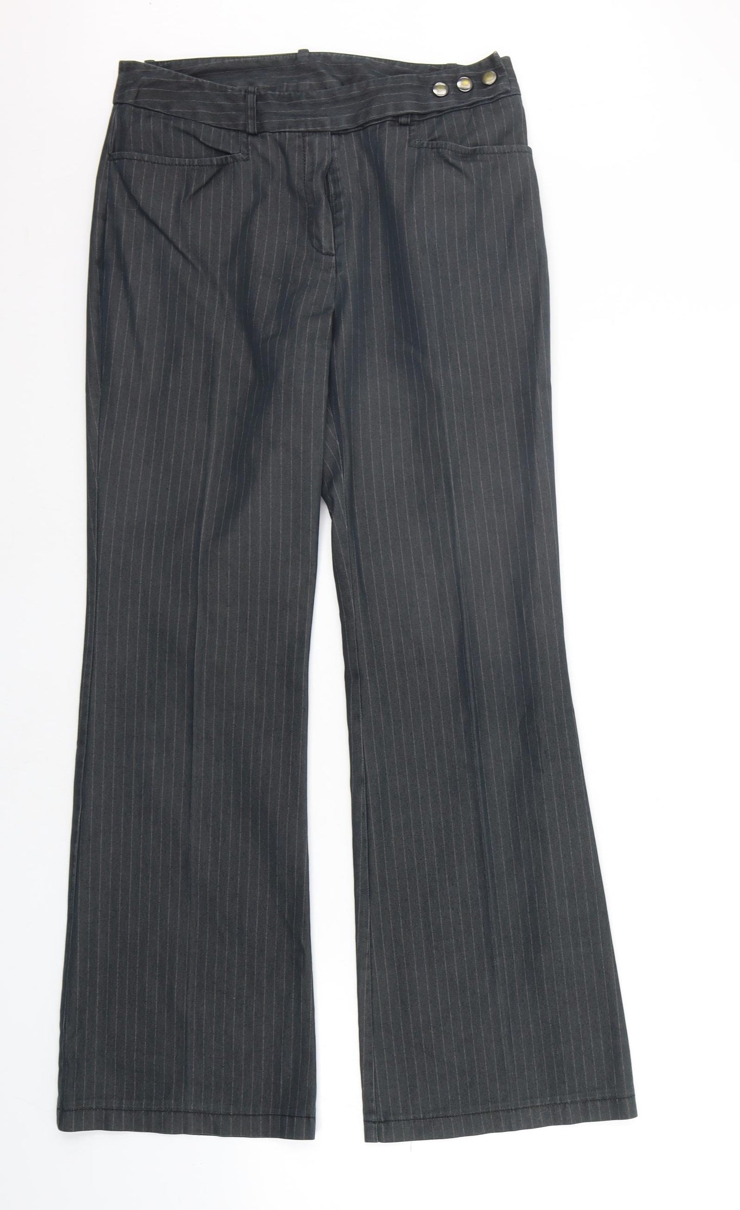 NEXT Womens Grey Striped  Trousers  Size 10 L28 in