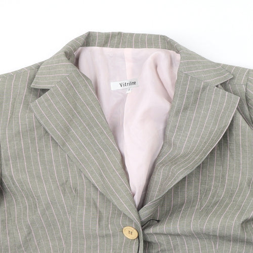vitriline Womens Grey Striped  Jacket Blazer Size S