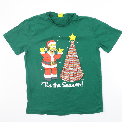 ALDI Mens Green    T-Shirt Size L  - Simpsons CHRISTMAS