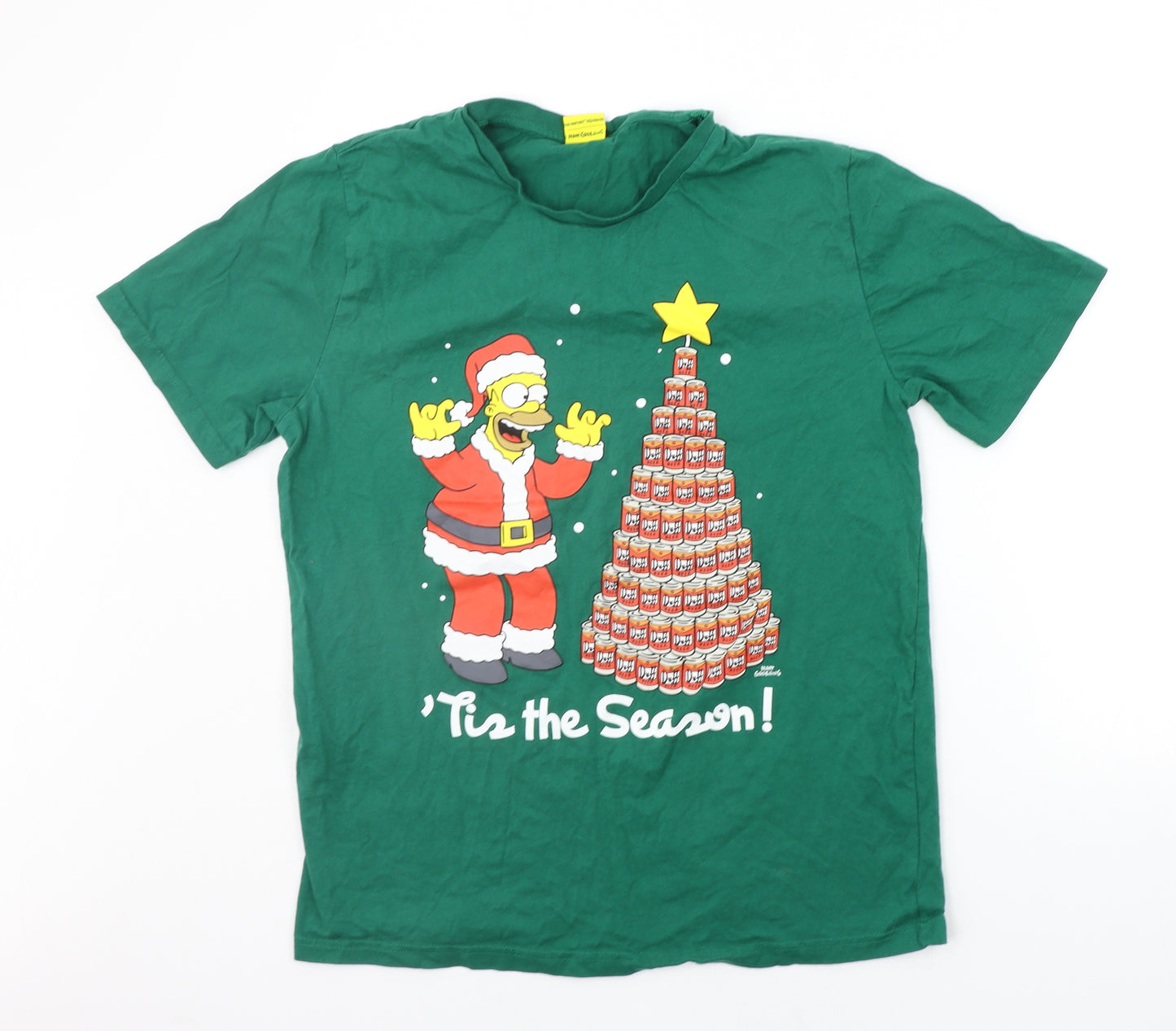 ALDI Mens Green    T-Shirt Size L  - Simpsons CHRISTMAS