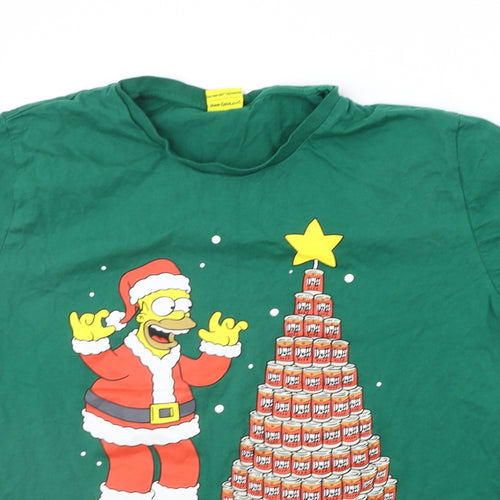 ALDI Mens Green    T-Shirt Size L  - Simpsons CHRISTMAS
