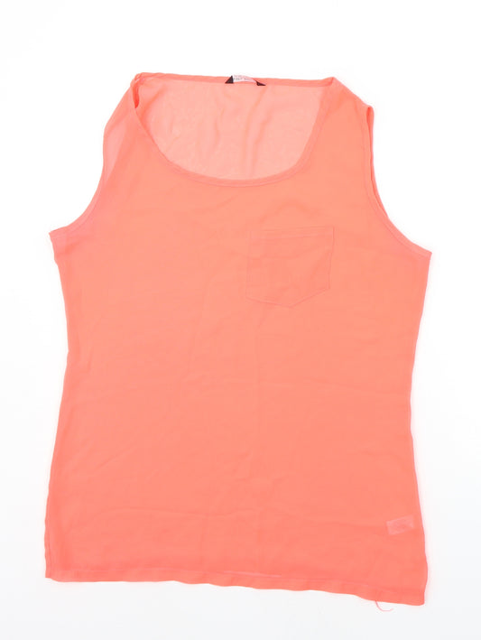 Front view of Select women’s orange basic tank, size UK 12
