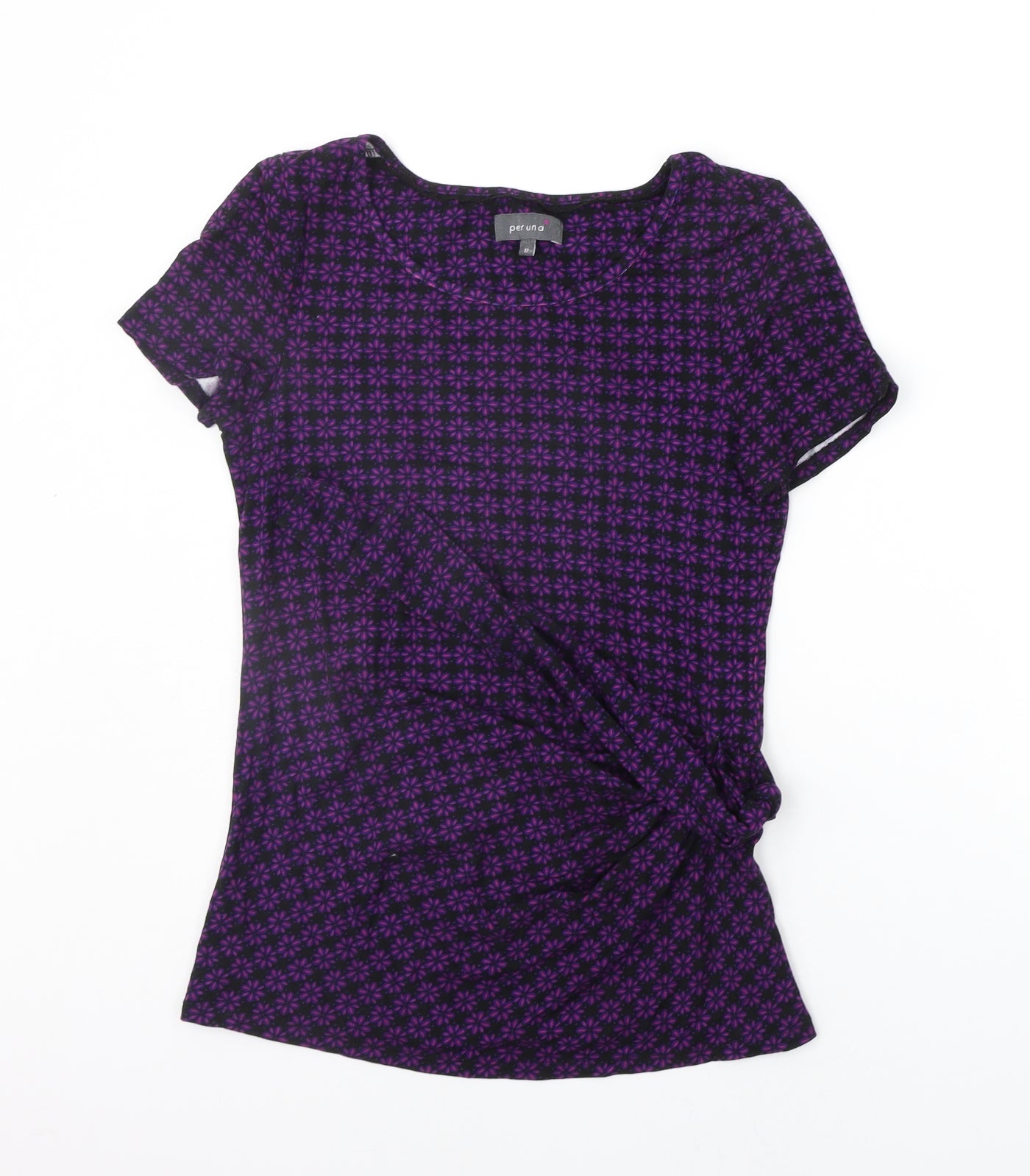 Per Una Womens Purple Geometric  Basic T-Shirt Size 12  - BELTED