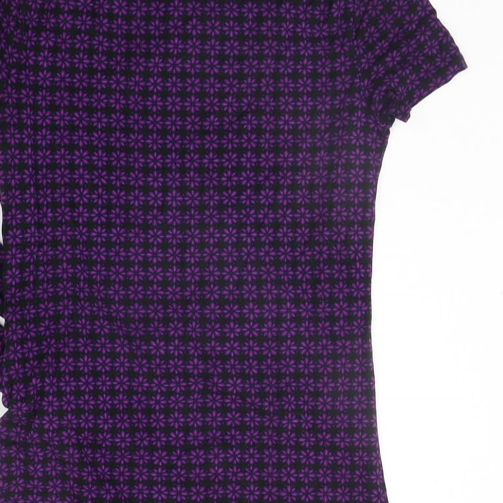 Per Una Womens Purple Geometric  Basic T-Shirt Size 12  - BELTED