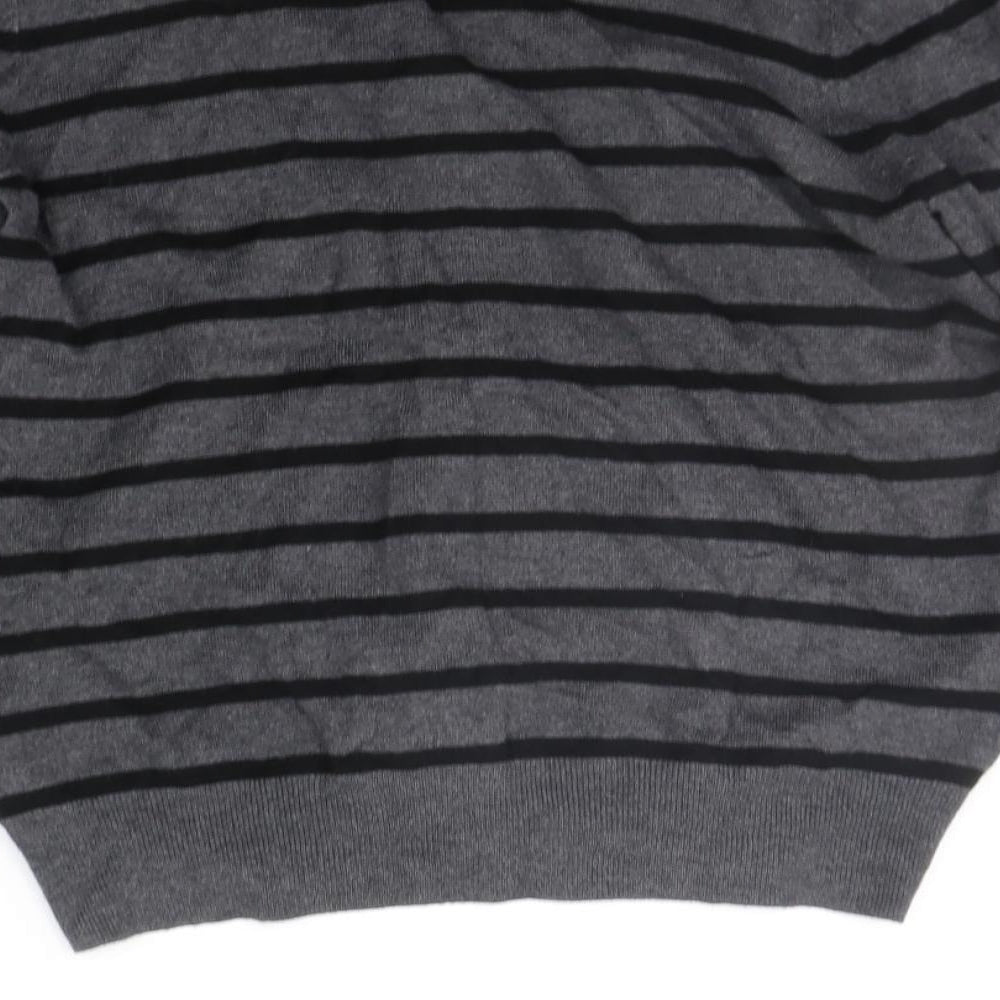 Marks and Spencer Womens Grey Striped  Cardigan Jumper Size 14