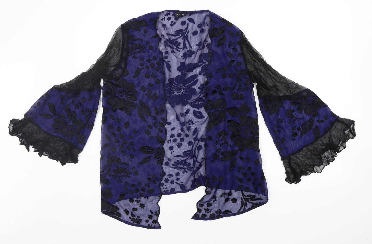 Topshop Womens Blue Floral  Cardigan Jumper Size 8