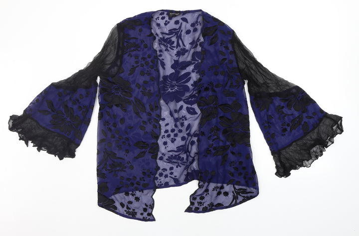 Topshop Womens Blue Floral  Cardigan Jumper Size 8