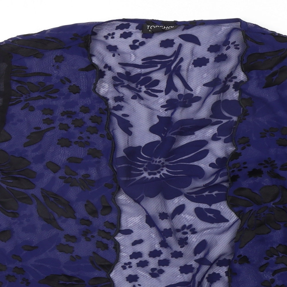 Topshop Womens Blue Floral  Cardigan Jumper Size 8