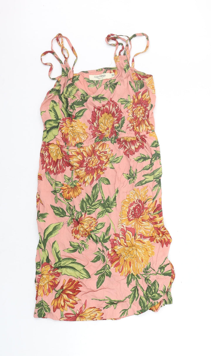 nice things Womens Pink Floral A-Line Size 8
