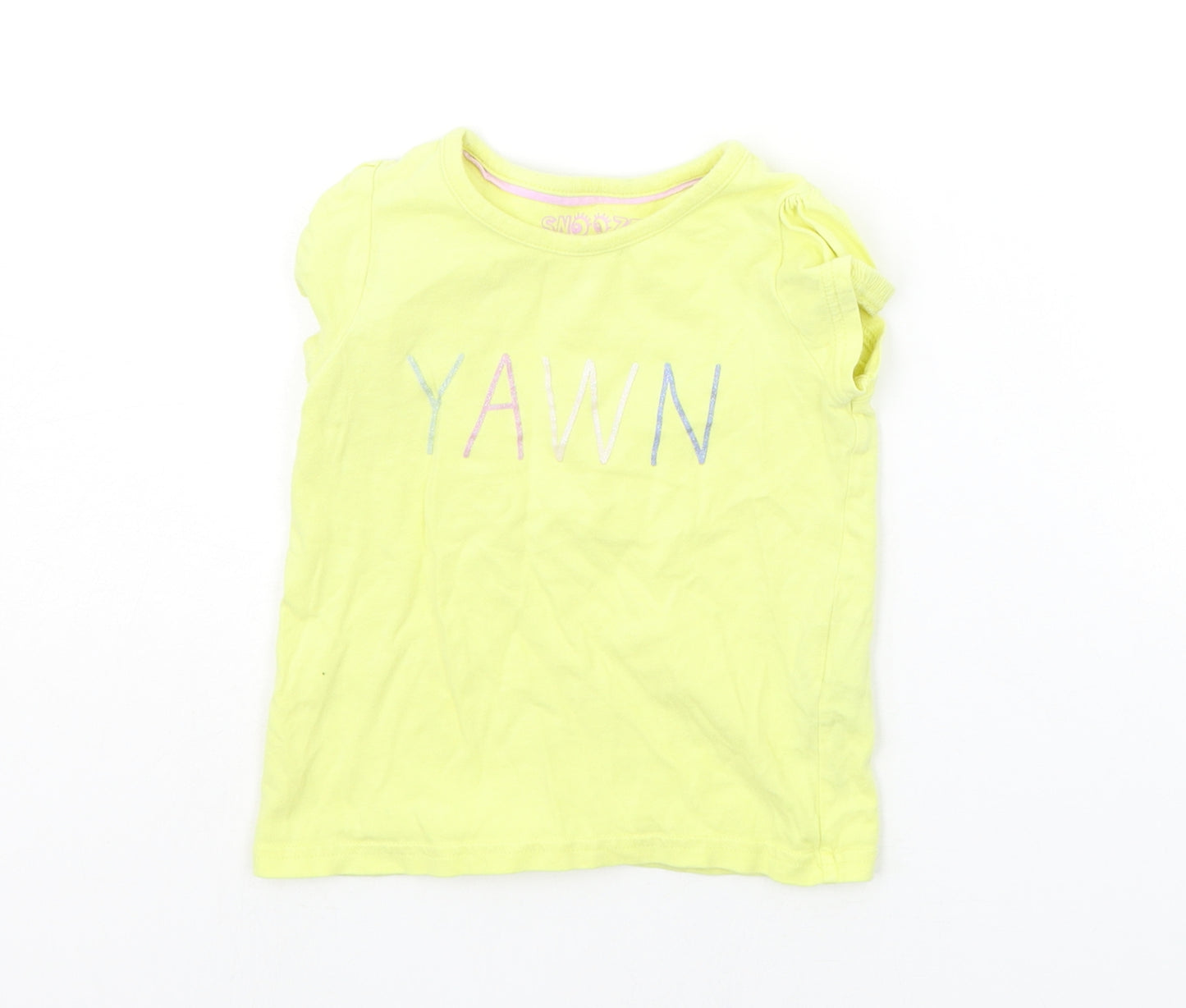 Marks and Spencer Girls Yellow Geometric  Basic T-Shirt Size 3-4 Years