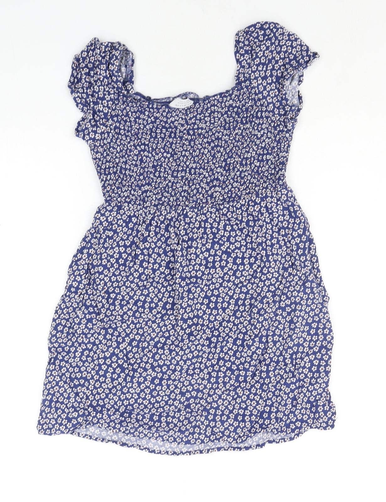 Primark Girls Blue Floral  A-Line  Size 9-10 Years
