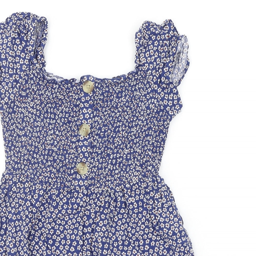 Primark Girls Blue Floral  A-Line  Size 9-10 Years