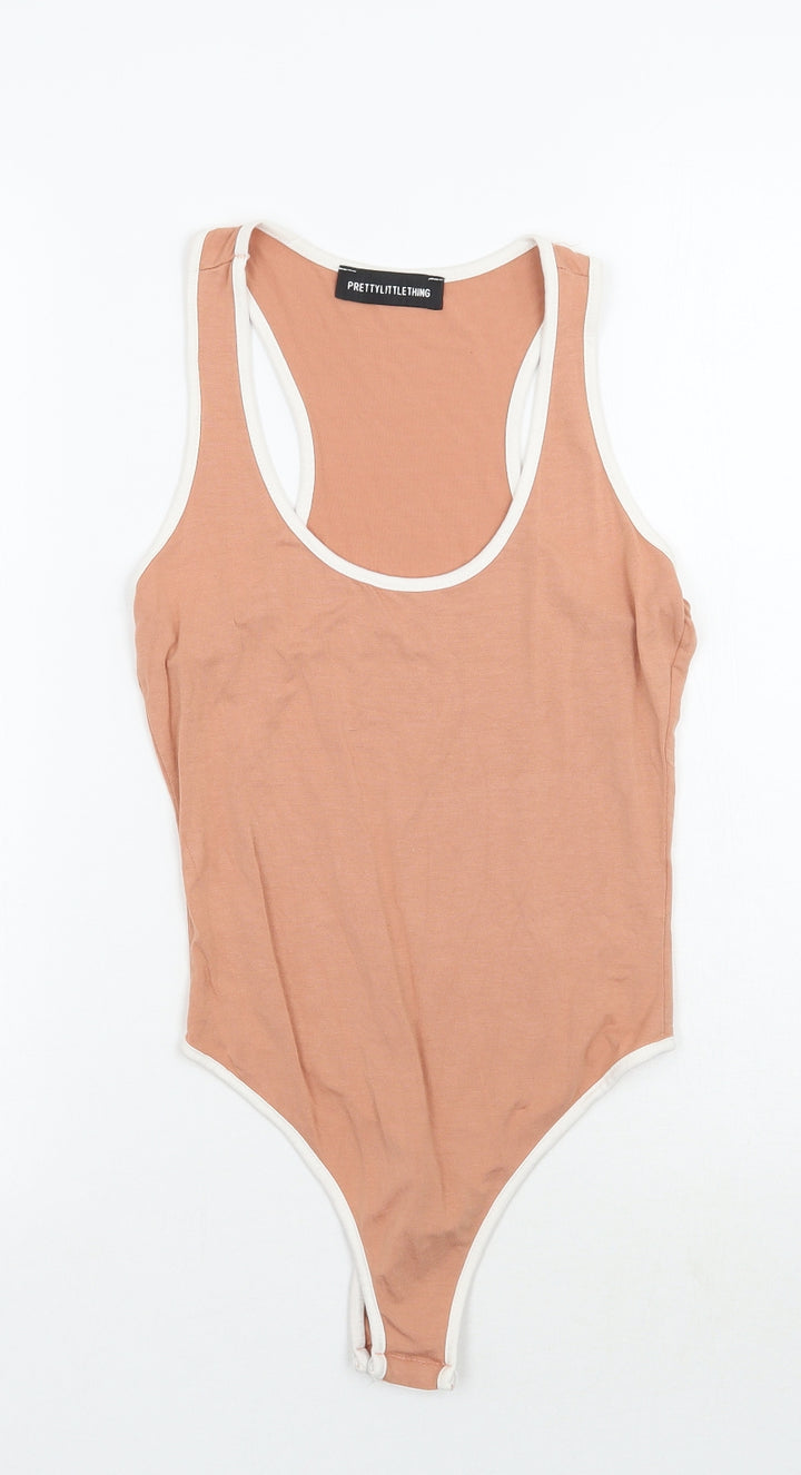 PRETTYLITTLETHING Womens Orange Bodysuit One-Piece Size S