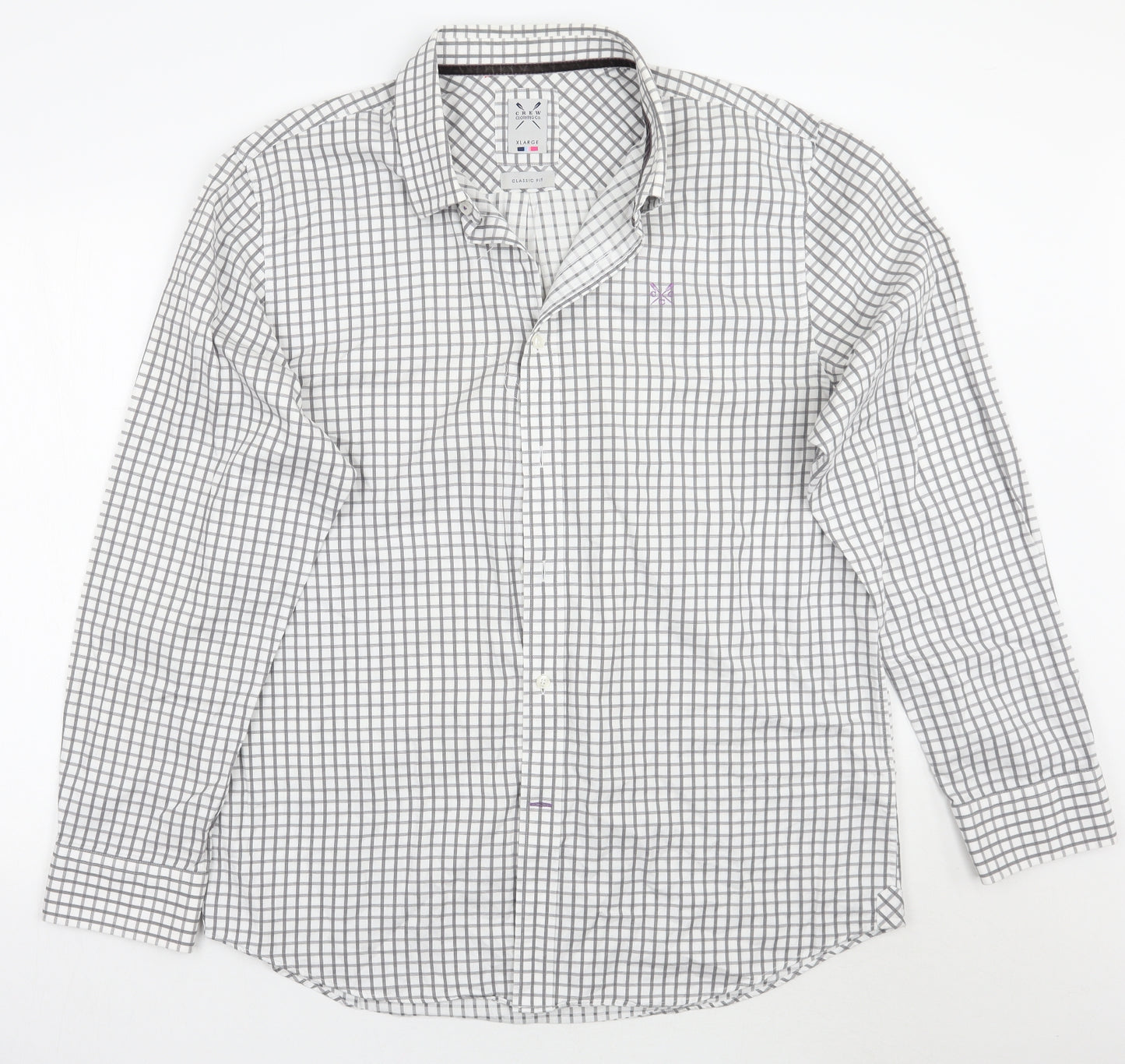 Crew Clothing Mens White Check   Button-Up Size XL